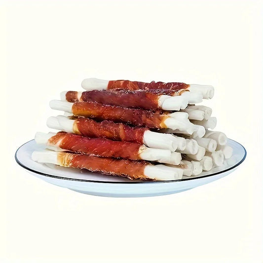 8 x 100g/3.53oz Duck Wrapped Rawhide Sticks, Dog Treats