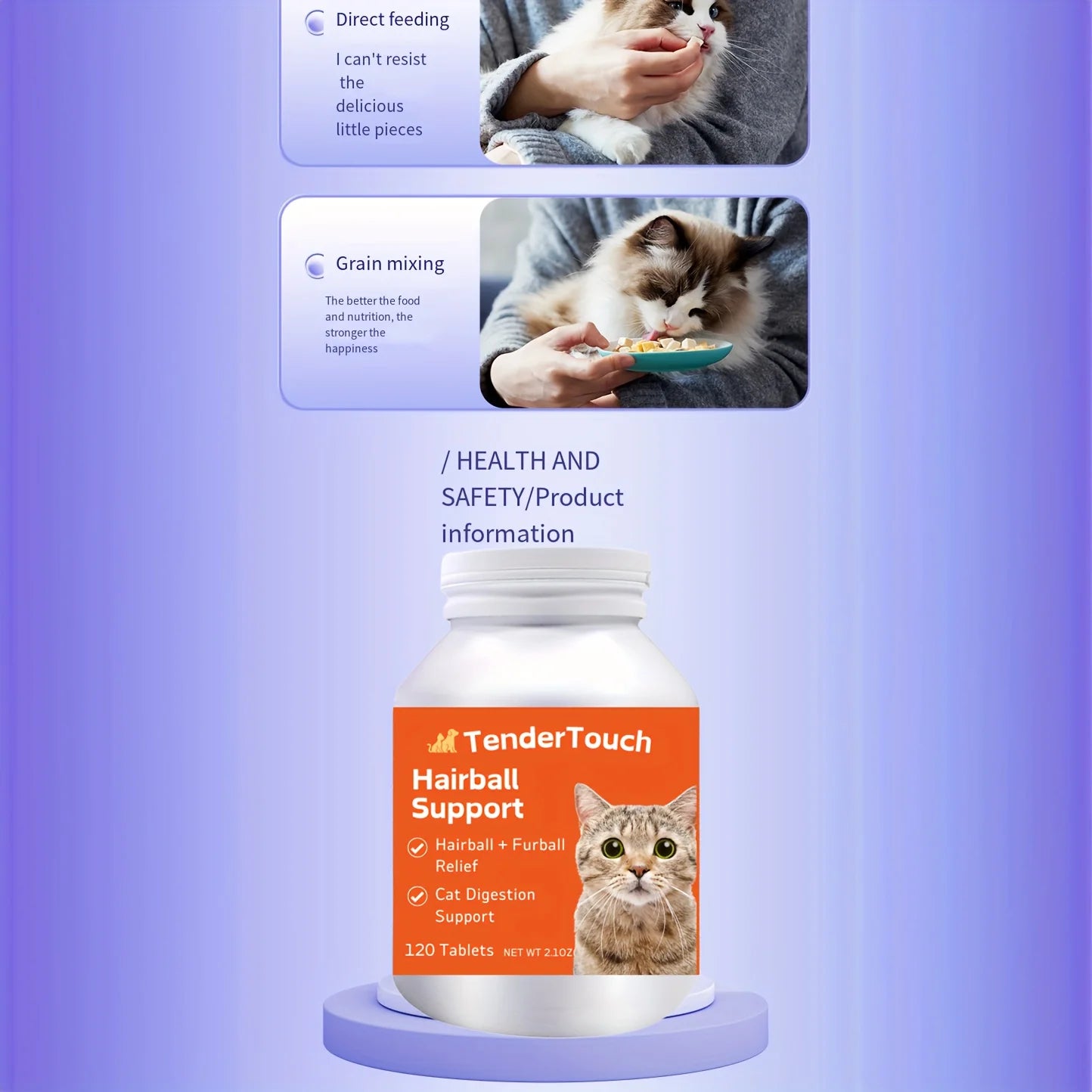 3-Pack(3 x 200 Count) Hairball, Aid Supplement for Cats